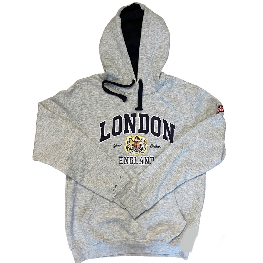 Streetwear Embroidered London England Hoodie UK Mens Large